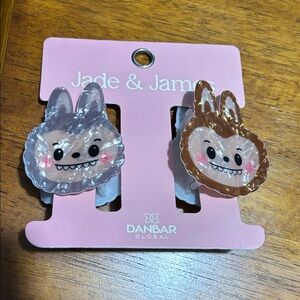 Jade & James Little Monsters Claw Clips Brown Silver NEW